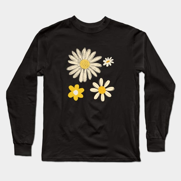 Daisies Retro Since Positive Flora Minimalist Long Sleeve T-Shirt by Flowering Away